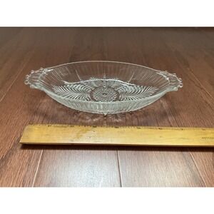 Relish Candy Dish Anchor Hocking #124 Feather and‎ Pearl Pattern 8" L x 4.25" W
